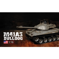 Czołg zdalnie sterowany ASG/IR/dźwięk/dym 1:16 U.S. M41A3 Walker Bulldog Light Tank RTR 2.4Ghz - Heng Long 3839-1B (P)