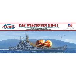 Model Plastikowy - ATLANTIS Models Statek Okręt 1:665 USS Wisconsin BB-64 Battleship 16 Inch - AMCM3006