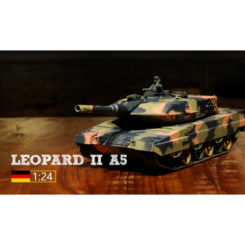 Czołg zdalnie sterowany ASG/IR/dźwięk/para 1:24 German Leopard II A5 RTR 2.4Ghz - Heng Long 3809-1