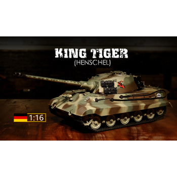Czołg zdalnie sterowany ASG/IR/dźwięk/dym 1:16 German King Tiger Henschel RTR 2.4Ghz - Heng Long 3888A-1B (P)