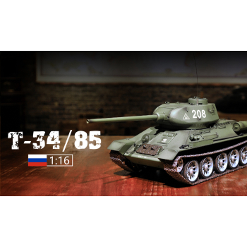 Czołg zdalnie sterowany ASG/IR/dźwięk/dym 1:16 Russia Medium Tank T-34/85 1944 RTR 2.4Ghz - Heng Long 3909-1U (S)