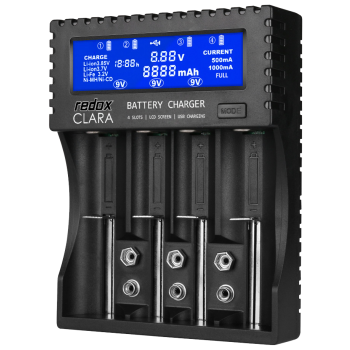 Ładowarka REDOX CLARA AAA / AA x4, Li-ion, LiFePO4, Ni-MH/Ni-C