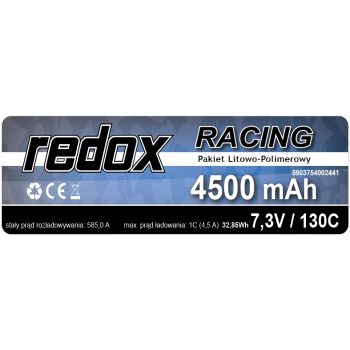 Redox HV 4500 mAh 7,6V 130C SHORTY XT-60 Racing Hardcase - pakiet LiPo