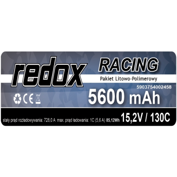 Redox HV 5600 mAh 15,2V 130C XT-60 Racing Hardcase - pakiet LiPo