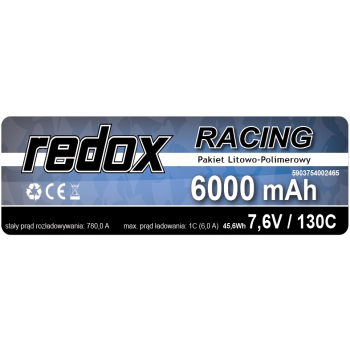Redox HV 6000 mAh 7,6V 130C XT-60 Racing Hardcase - pakiet LiPo