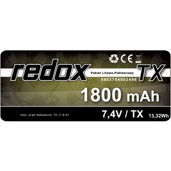 Redox 1800 mAh 7,4V JR (Sanwa MT-S, MT-R) - pakiet LiPo TX