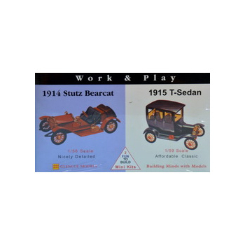 Model plastikowy - Samochody Work  Play - 1915 Ford T-Sedan / 1914 Stutz Bearcat - Glencoe Models