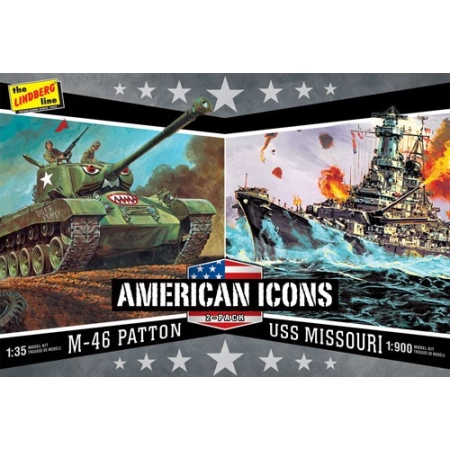 Modele plastikowe - WWII Adversaries (M-46 Patton Tank  U.S.S. Missouri) 2 szt. - Lindberg
